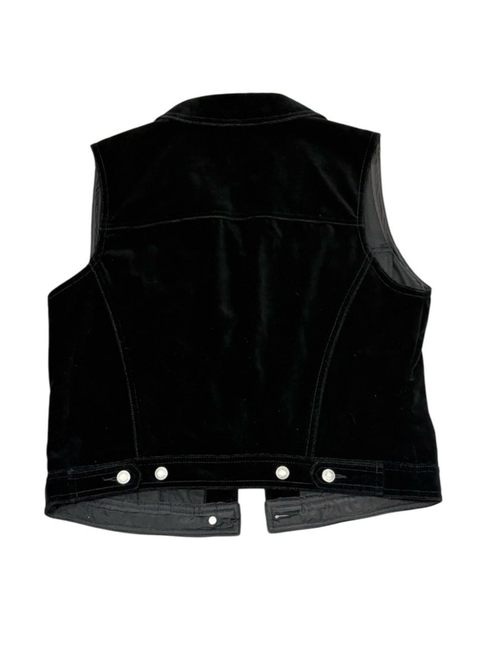 369. GAP Women’s Black Velvet Sleeveless Trucker Vest Button Classic Fit - Picture 2 of 4